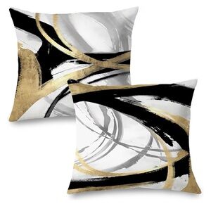 Black and Gold Throw Pillows Covers